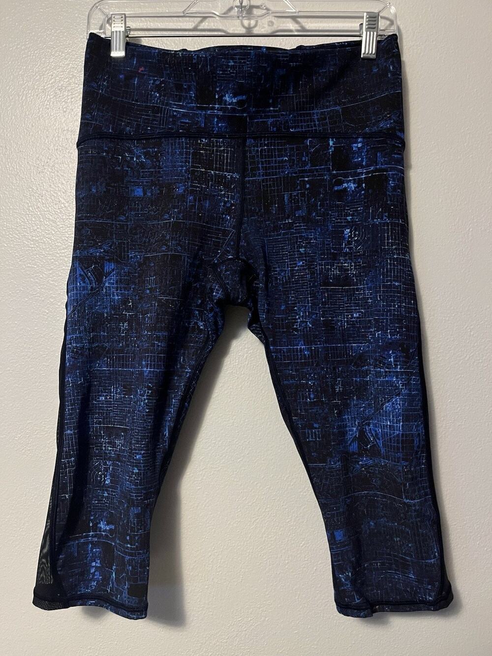 Lululemon Train Times Sz 10 Crop Leggings City Lights Multi Black Yoga